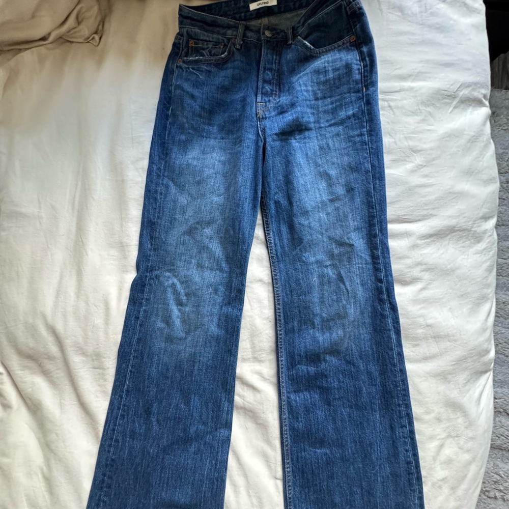 GRLFRND Blue Flare Wide Leg Jeans